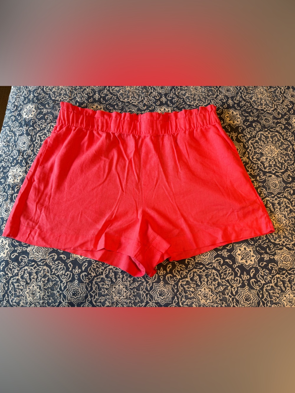 a new day Coral Elastic Waist Paper Bag linen blend shorts size XL